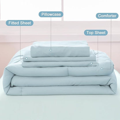 Wowelife Toddler Comforter for Girls Blue Toddler Bedding Set 4 Pieces Double - Image 6