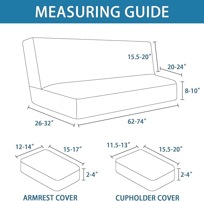 H.VERSAILTEX 4 Pieces Stretch Futon Covers Sofa Bed Slipcover - Image 2
