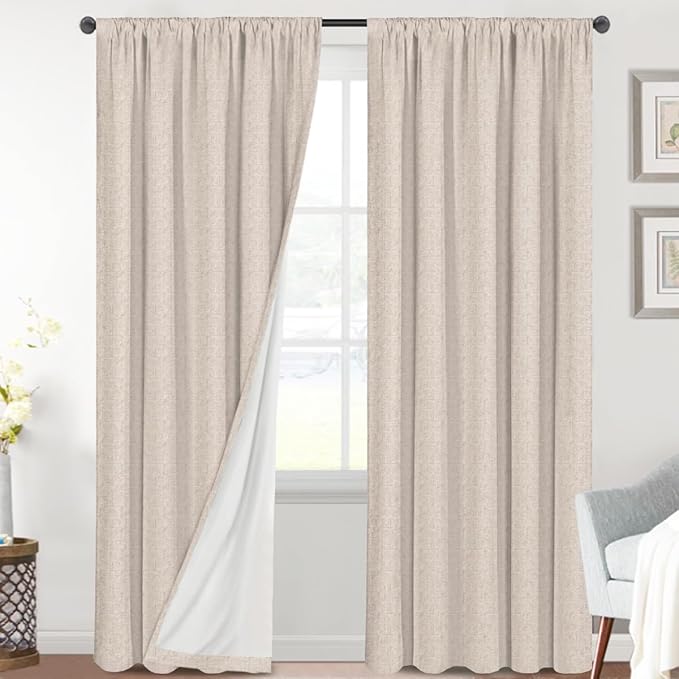 H.VERSAILTEX Linen Look 100% Blackout Curtains 84 Inches Long by HVERSAILTEX