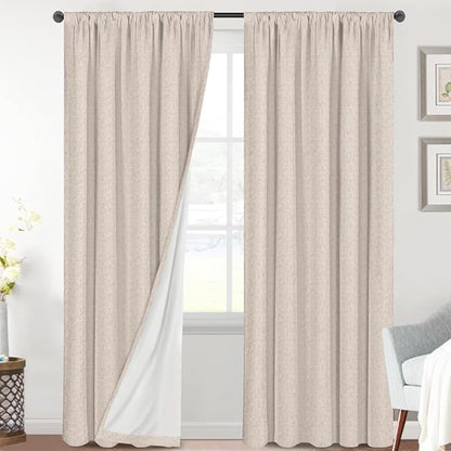 H.VERSAILTEX Linen Look 100% Blackout Curtains 84 Inches Long by HVERSAILTEX
