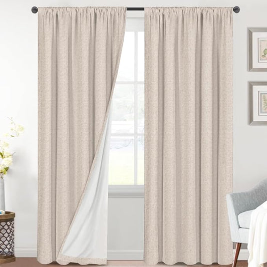 H.VERSAILTEX Linen Look 100% Blackout Curtains 84 Inches Long by HVERSAILTEX