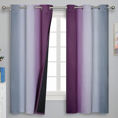 Ombre Purple and Gray Blackout Curtains 63 Inch Length 2 panels, Full Room - Image 2
