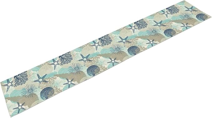 Ocean Starfish Table Runner, Coastal Coral Starfish Seaside Nautical Beach - Image 2