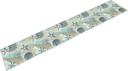 Ocean Starfish Table Runner, Coastal Coral Starfish Seaside Nautical Beach - Image 2