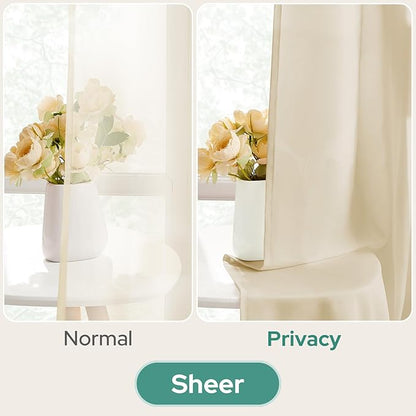 HOMEIDEAS Non-See-Through Taupe Privacy Semi Sheer Curtains 84 Inches Long 2 - Image 4