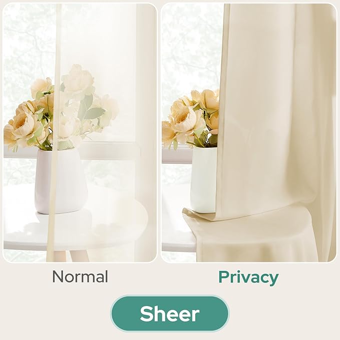 HOMEIDEAS Non-See-Through Taupe Privacy Semi Sheer Curtains 63 Inches Long 2 - Image 4
