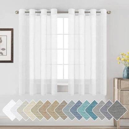 H.VERSAILTEX Linen Curtains Nickel Grommet Natural Linen Semi-Sheer Curtains 2 by HVERSAILTEX