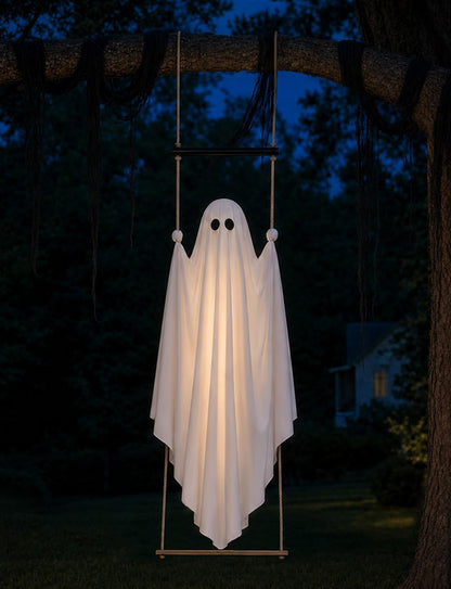 Halloween Decorations Outdoor 3.7FT Pre-Assembled Hanging Swing Ghost