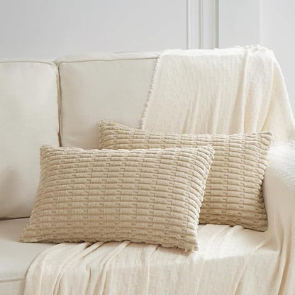 Fancy Homi 4 Packs Tan Decorative Throw Pillow Covers 12x20 Inch - Image 6