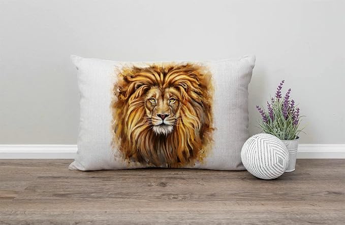 Solekla Lion Head Lumbar Throw Pillow Cover 12x20 Inch Decorative Bedroom - Image 4