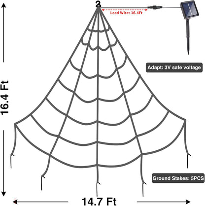 Outdoor Solar Powered Halloween Decorations Spider Web Lights