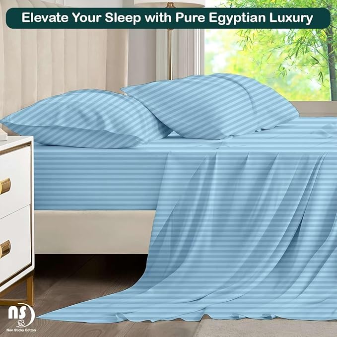 NON Sticky cotton Queen Size Sleeper Sofa Sheets, 4 Piece Egyptian Cotton Bed - Image 5