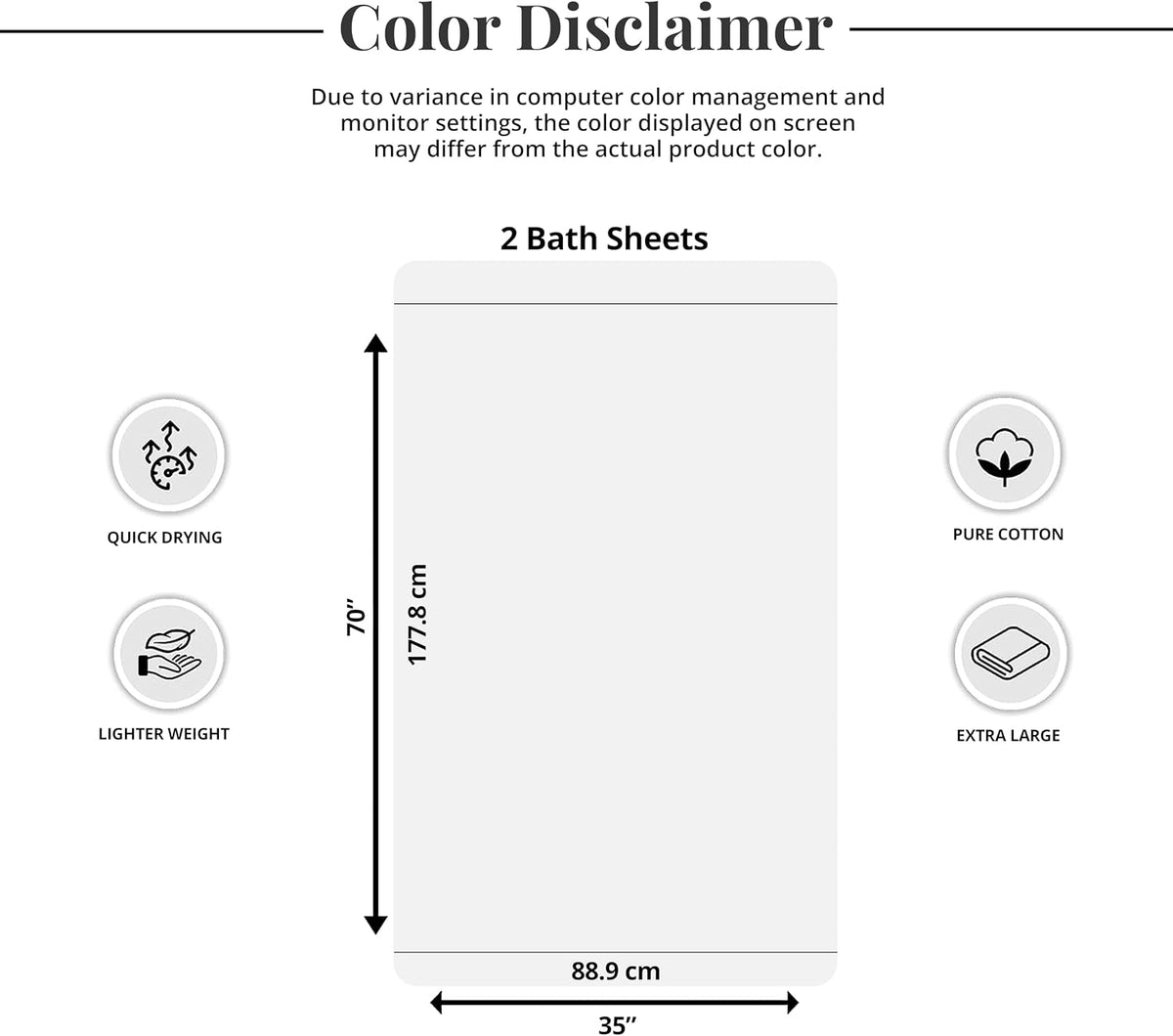 tens towels 2 piece extra large bath sheets, package contents