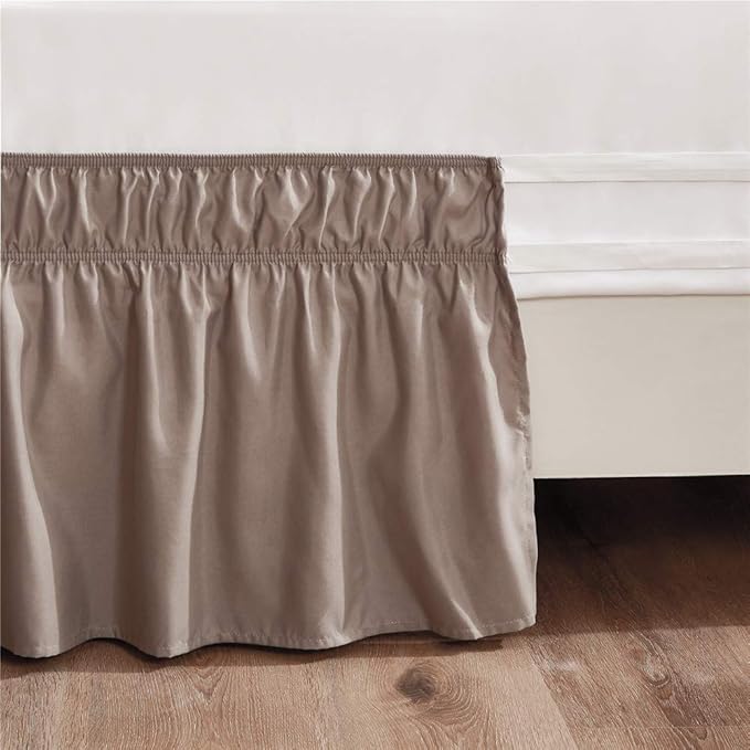 MEILA Wrap Around Bed Skirt Three Fabric Sides Elastic Dust Ruffled 16 Inch - Image 3