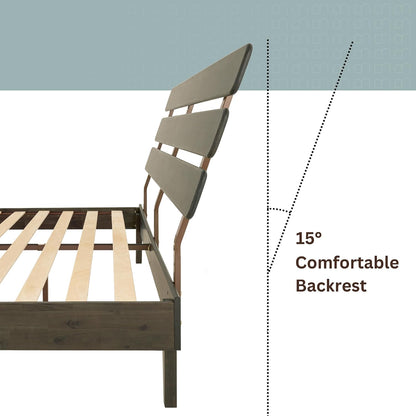 bme caden 15 inch king bedframe, adjustable headboard showing dimensions
