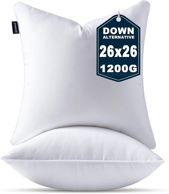 26 x 26 Pillow Inserts Set of 2 Down Alternative Throw Pillow Inserts Large by Unknown