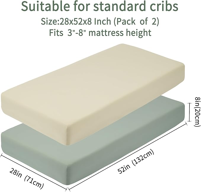 Baby Crib Sheets for Boys Girls, 2 Pack Fitted Crib Sheet for Standard Crib and - Image 5