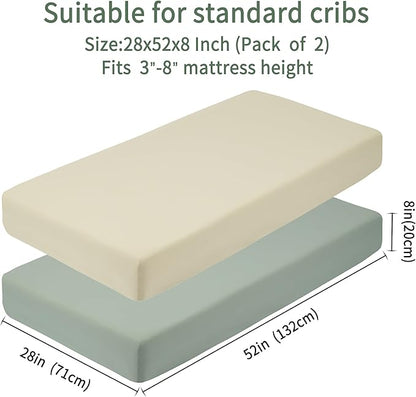 Baby Crib Sheets for Boys Girls, 2 Pack Fitted Crib Sheet for Standard Crib and - Image 5
