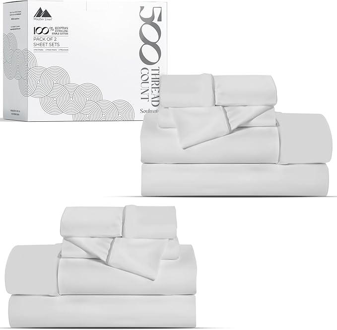 Mayfair Linen 100% Egyptian Cotton 2 Pack Twin Sheet Set by MayfairLinen