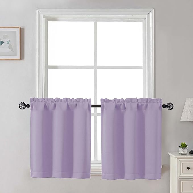 Gwine 24 Inch Length Kitchen Curtains Sets, Light Filtering Half Window Short by Gwine
