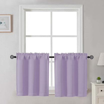 Gwine 24 Inch Length Kitchen Curtains Sets, Light Filtering Half Window Short by Gwine