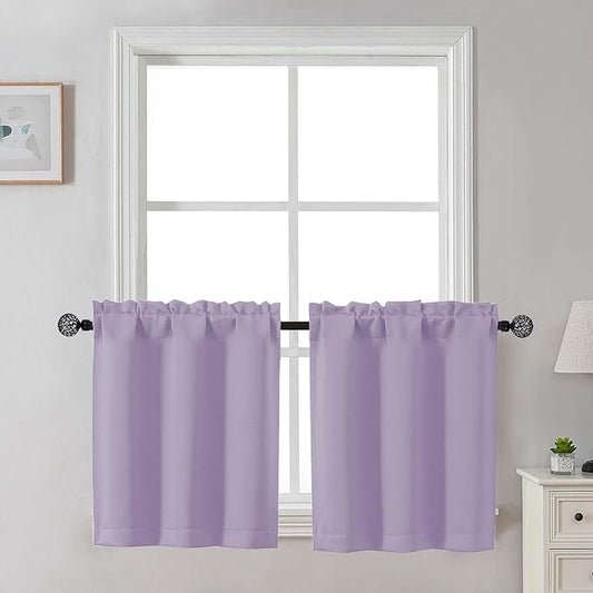 Gwine 24 Inch Length Kitchen Curtains Sets, Light Filtering Half Window Short by Gwine