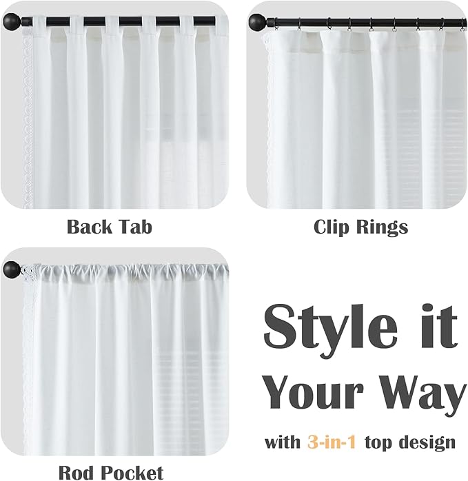 jinchan Linen Curtains for Living Room Bedroom Light Filtering Semi Sheer - Image 7