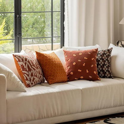 18x18 Inches Thanksgiving Fall Throw Pillow Orange Pillow Covers Pumpkin Pillow - Image 3