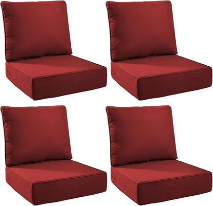 6" Thick Outdoor Cushions 24x24x6, 4-Set Deep Seat Patio Cushions by Pugire