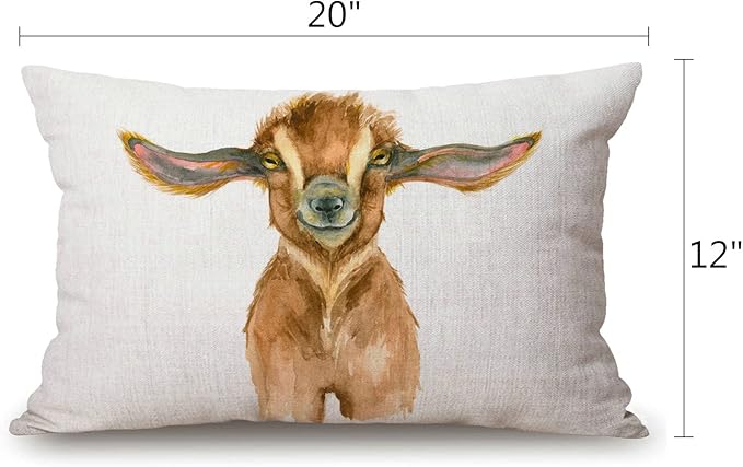 Solekla Happy Goat Farmhouse Pillow Covers 12x20 Inch, Home Decorative Throw - Image 2