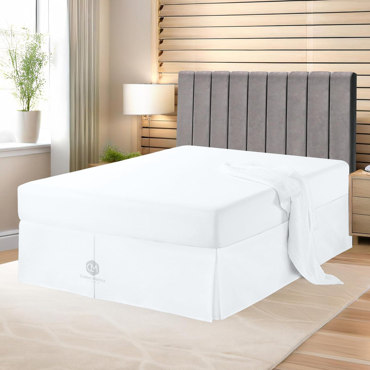 premium queen size bedskirt 600tc 100% egyptian cotton, main product view