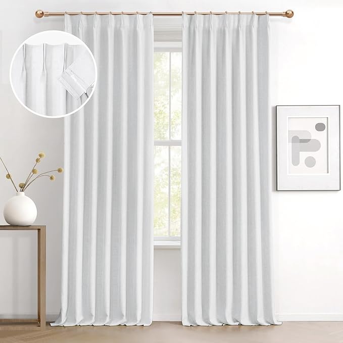 IVAPUPU Linen Pinch Pleated Full Blackout Curtains by IVAPUPU