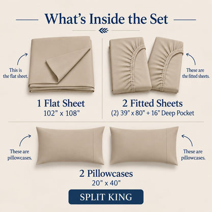 100% egyptian cotton split king sheets sets for shown in use
