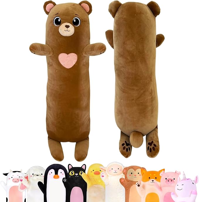 Bear Plush Body Pillow for Kids | Long Stuffed Animal Cuddle Pillow | Soft by CuddlePaws