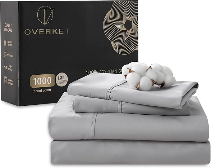 Egyptian Cotton Sheets Full Size 1000 Thread Count Sateen Weave Soft Breathable by overket