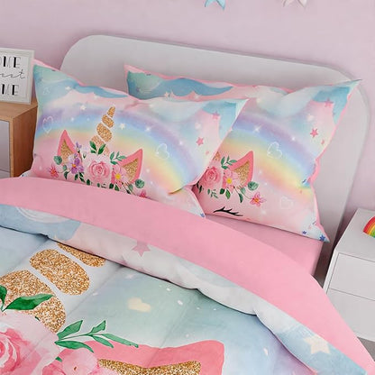 SANDJEST Unicorns Bedding Set for Girls Kids Teen Tween, Ultra Soft Microfiber - Image 5