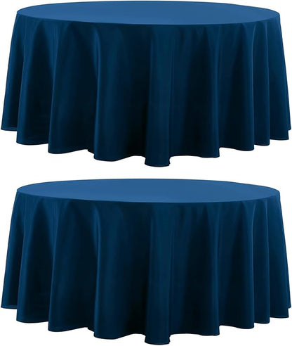 Round Tablecloth 120 Inch Tablecloth 2 Pack Navy Blue Table Cloths Washable by AOCOZHomeLifeMuseum