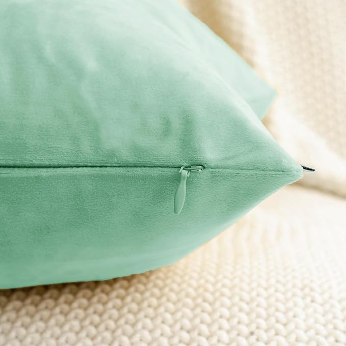 HWY 50 Aqua Green Velvet Rectangular Throw Pillow Covers 12x20 Inch - Image 4