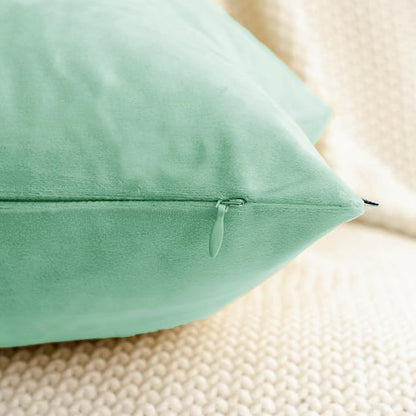 HWY 50 Aqua Green Velvet Rectangular Throw Pillow Covers 12x20 Inch - Image 4