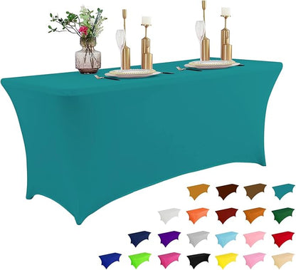 IVAPUPU 6FT Table Cloth for Rectangular Fitted Events Stretch Lake Blue Table by IVAPUPU