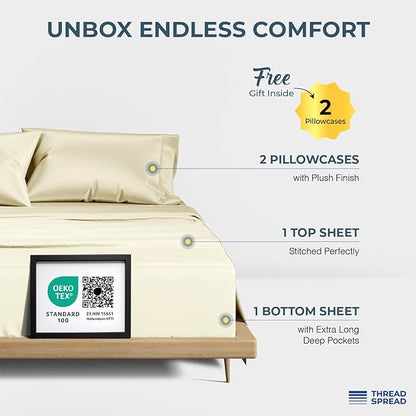 THREAD SPREAD 100% Egyptian Cotton King Size Sheets Set - Image 3