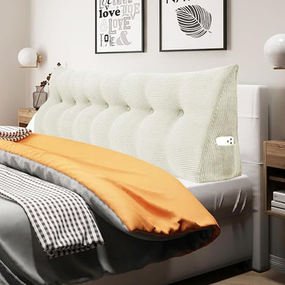 WOWMAX 100% Cotton Corduroy Headboard Pillow – King Size Back Support Reading by WOWMAX