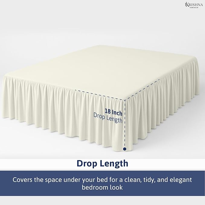 KRISHNA Ruffled Bed Skirt with Split Corners Queen, 100% Microfiber Hotel - Image 4