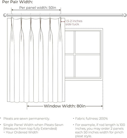 TWOPAGES 72 W x 84 L inch Pinch Pleated Curtain Room Darkening Linen Drapery - Image 7