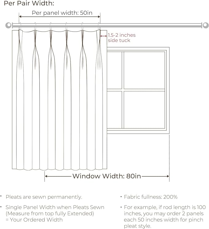 TWOPAGES 150 W x 102 L inch Pinch Pleated Curtain Room Darkening Linen Drapery - Image 7