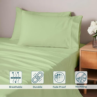 Sleeper Sofa Bed Sheet Set – Full Size, 100% Cotton, 338 Thread Count – 4-Piece - Image 4