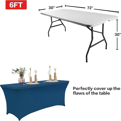 IVAPUPU 2 Pack 6FT Table Cloth for Rectangular Fitted Events Stretch Jean Color - Image 3