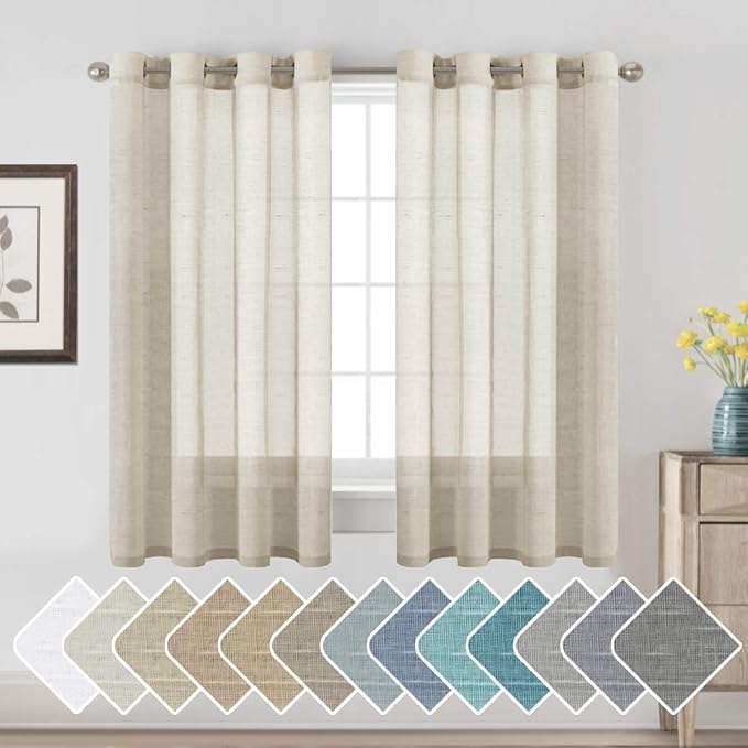 H.VERSAILTEX Linen Curtains Flax Linen Blended Curtain Panels by HVERSAILTEX