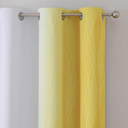 Estelar Textiler Yellow and Greyish White Gradient Room Darkening Blackout - Image 4