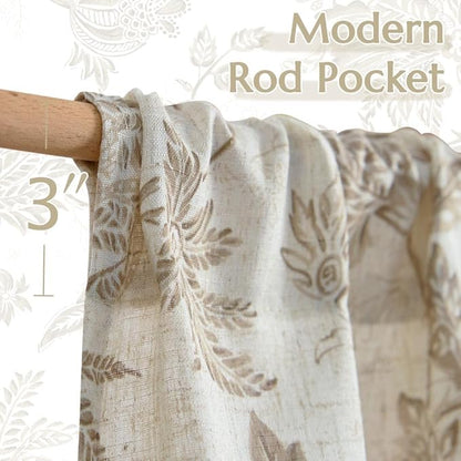 jinchan Floral Linen Tier Curtains 36 Inch Farmhouse Cafe Curtains Rod Pocket - Image 7